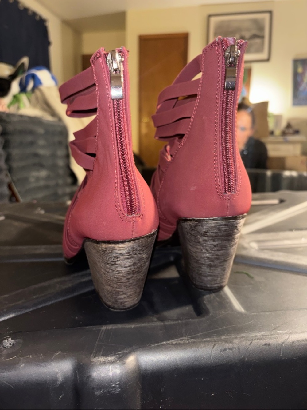 Strappy Ankle Bootie in Raspberry - Picture 7 of 7